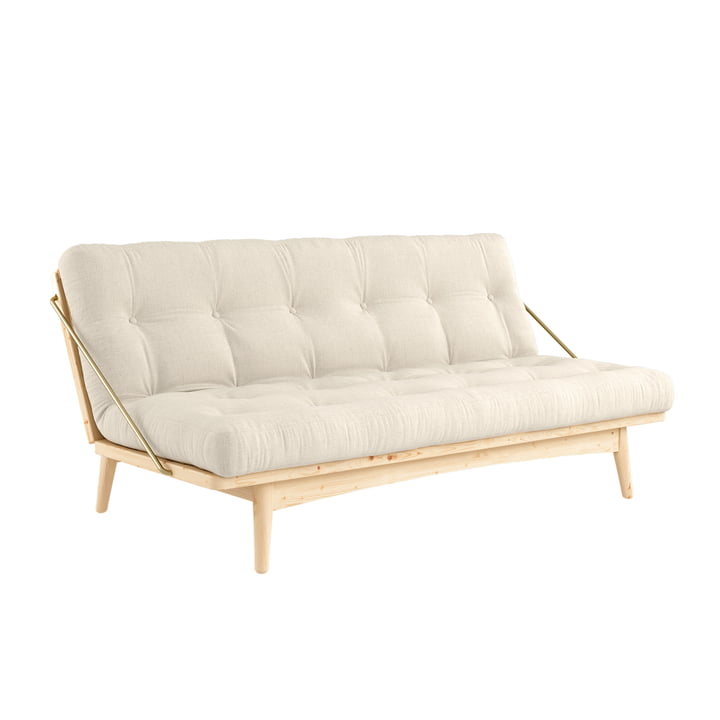 Folk Sofa bed, clear lacquered pine / linen from Karup Design