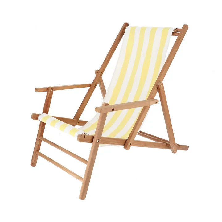 Jan Kurtz - Maxx Deckchair Teak, cover Designers Guild Stripes yellow