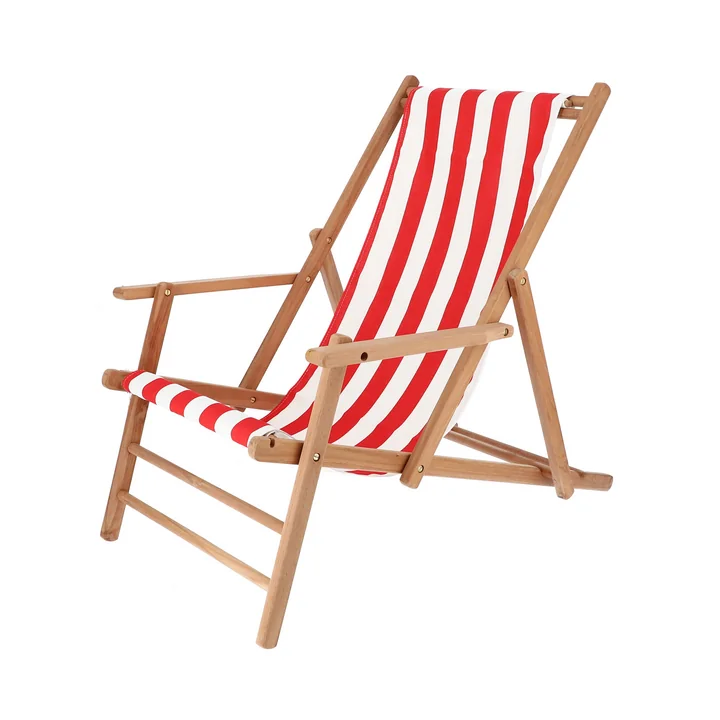 Jan Kurtz - Maxx Deckchair Teak, cover Designers Guild Stripes red