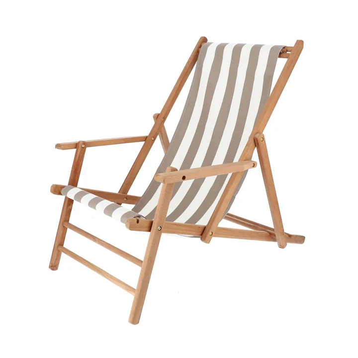 Jan Kurtz - Maxx Deckchair teak, cover Designers Guild stripes taupe