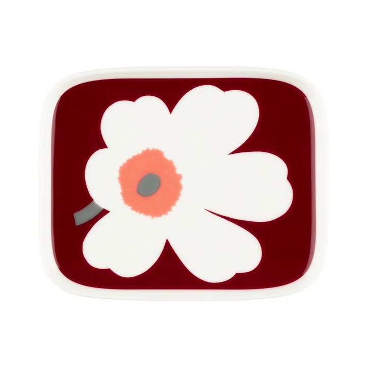 Oiva Juhla Unikko Plate, 15 x 12 cm, white / dark berry / ash by Marimekko