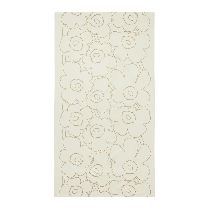 Piirto Unikko tablecloth, 135 x 200 cm, linen / gold by Marimekko