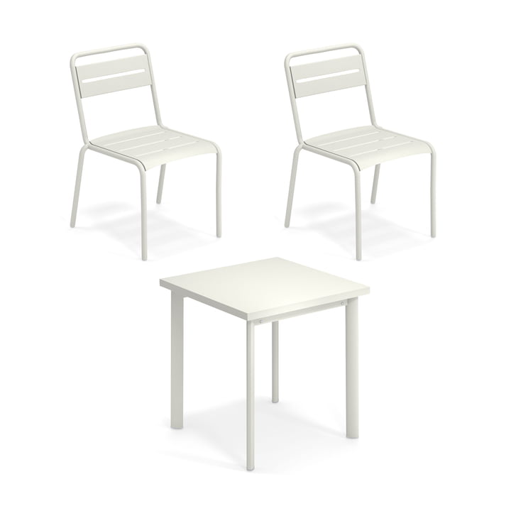 Emu - Star Outdoor table 70 x 70 cm + chair (set of 2), white