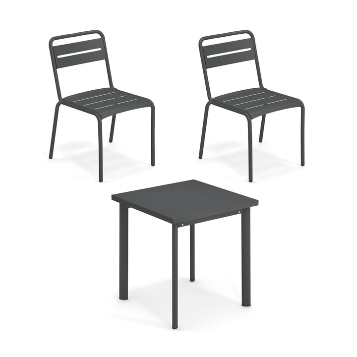 Emu - Star Outdoor table 70 x 70 cm + chair (set of 2), antique iron