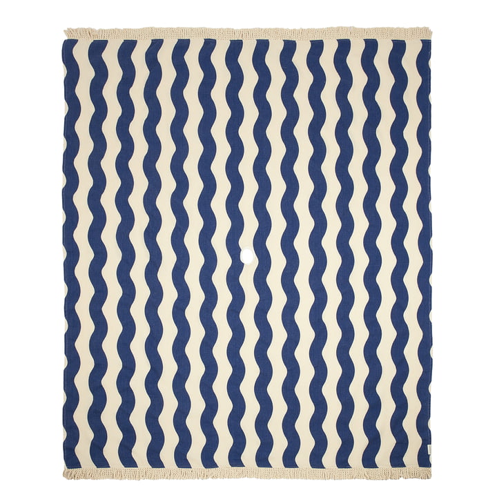 Portofino Beach towel XL, 146 x 175 cm, blue waves waffle by Nobodinoz