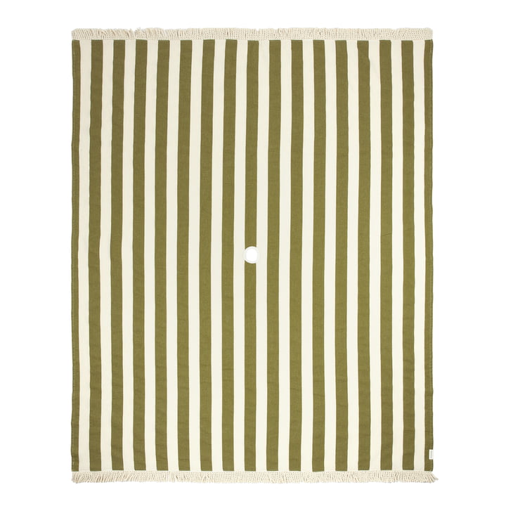 Portofino Beach towel XL, 146 x 175 cm, pistachio stripes waffle by Nobodinoz