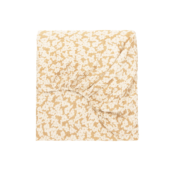 Wabi Sabi Fitted sheet, 70 x 140 x 15 cm, golden brown sakura by Nobodinoz