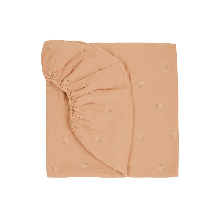 Wabi Sabi Fitted sheet, 70 x 140 x 15 cm, powder pink blossom by Nobodinoz