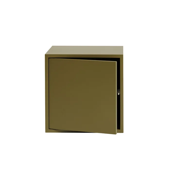 Muuto - Stacked System shelf module with door, medium / brown-green
