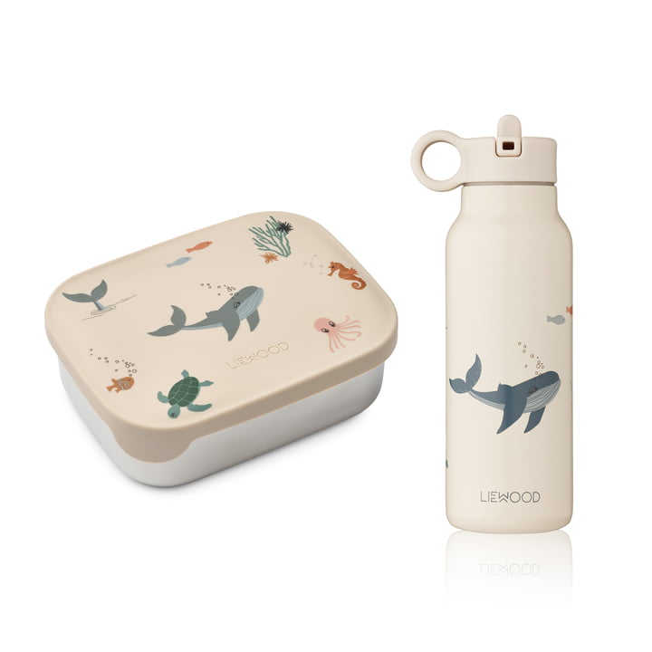 Liewood - Lunch box and drinking bottle, sea creature (set of 2)