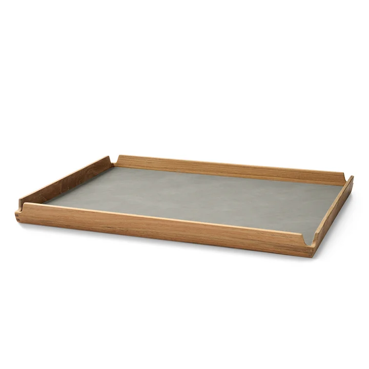 Lind DNA - Airy Teak Tray Square L, Nupo light grey / teak