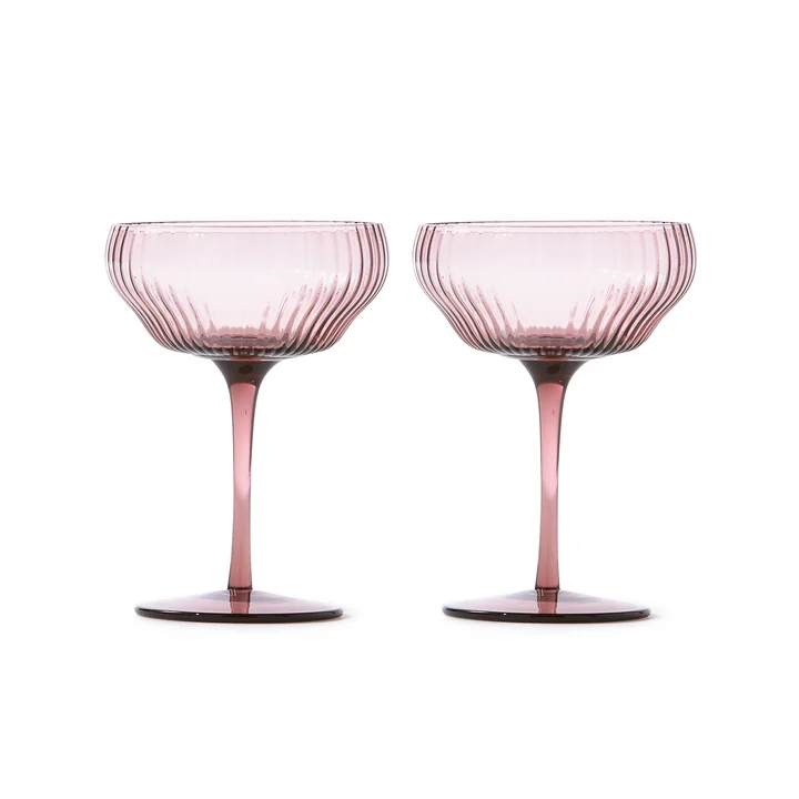 Pols Potten - Pum Coupe glass, dark purple (set of 2)