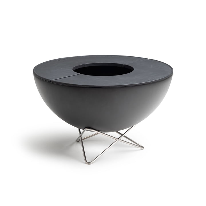 Bowl 57 Fire bowl, with star base, + 2 x plancha, black by höfats
