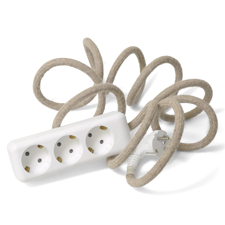 NUD Collection - Extension Cord 3-gang socket outlet, natural linen (TT-00)