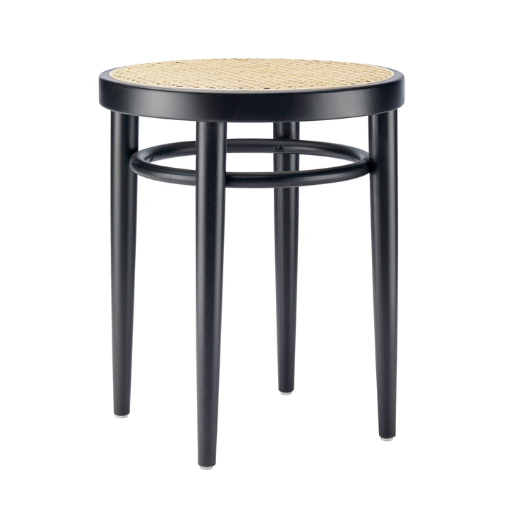 214 RH Stool, wickerwork with plastic support fabric / black beech (TP 29) from Thonet