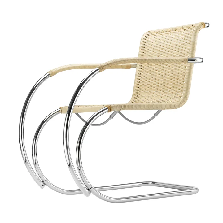 S 533 RF Armchair, chrome-plated frame / wickerwork from Thonet