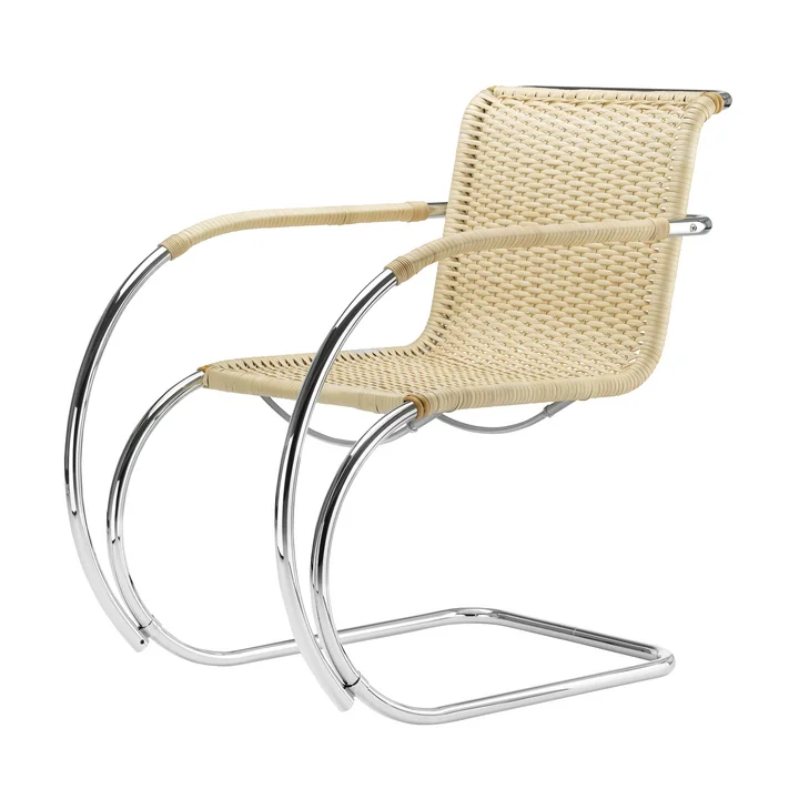 S 533 RF Armchair, chrome-plated frame / wickerwork from Thonet