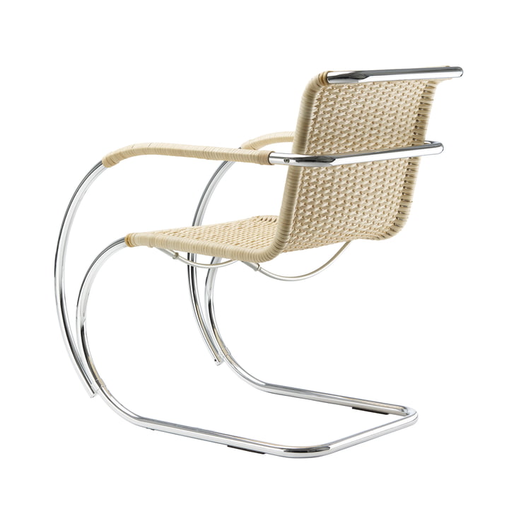 S 533 RF Armchair, chrome-plated frame / wickerwork from Thonet