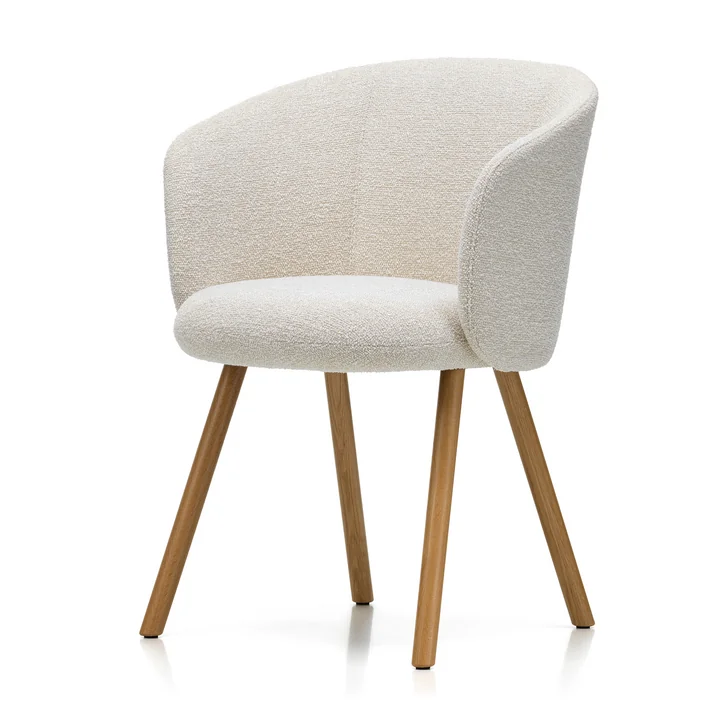 Mikado armchair, ivory/pearl (Nubia 01) / natural oak from Vitra