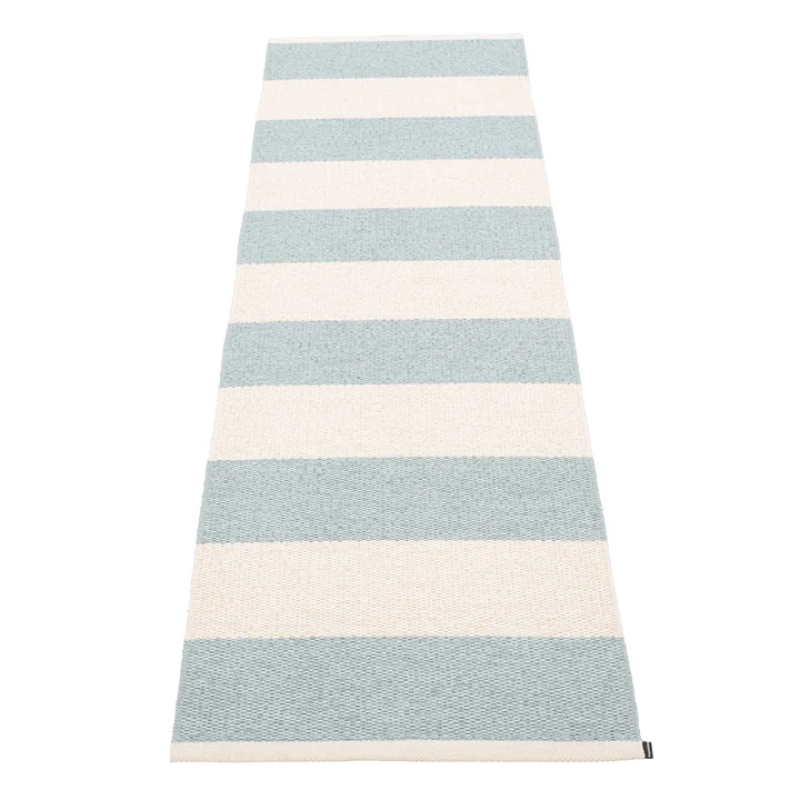 Bob Rug, 70 x 225 cm, blue fog / vanilla by Pappelina
