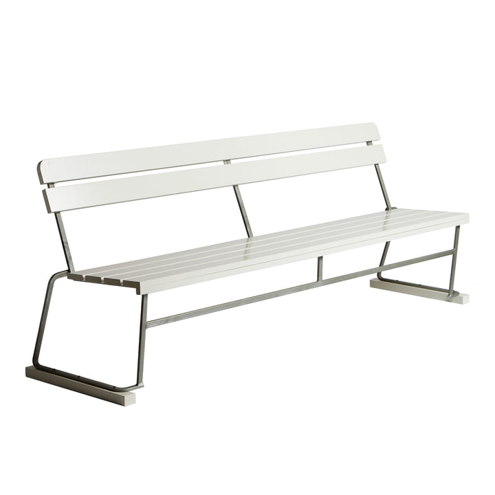 5 Garden bench 204 x 77 cm, white lacquered oak from Grythyttan