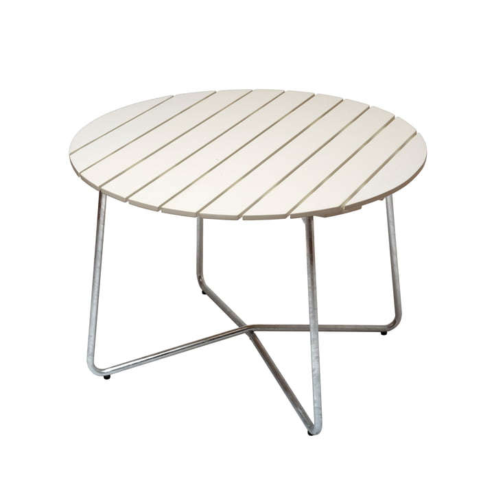 9A 100 Garden table Ø 100 cm, white lacquered oak by Grythyttan