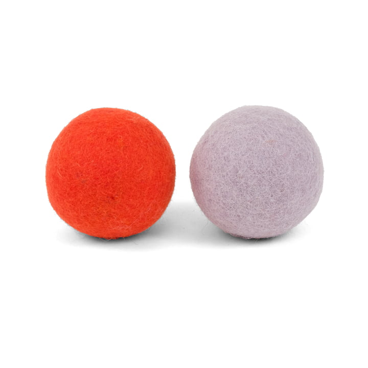 Mats & Marla dog toy, ball set, red orange / lavender by myfelt