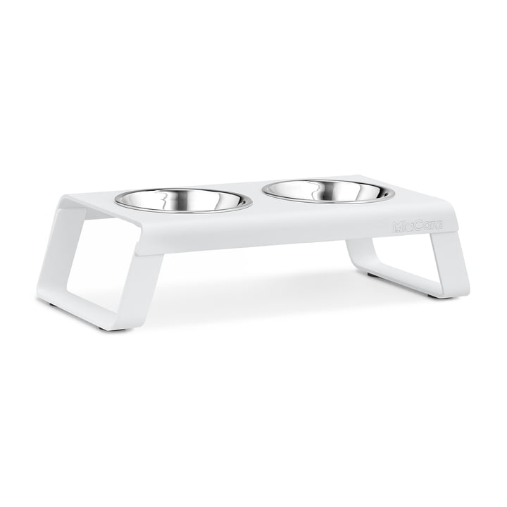 Desco Cat bowl stand with stainless steel bowls from MiaCara