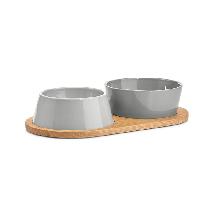 Doppio dog bowl set with wooden tray from MiaCara