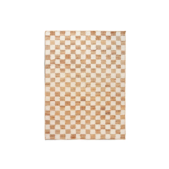 Ferm Living - Check Wool-jute rug, 140 x 200 cm, off-white / natural