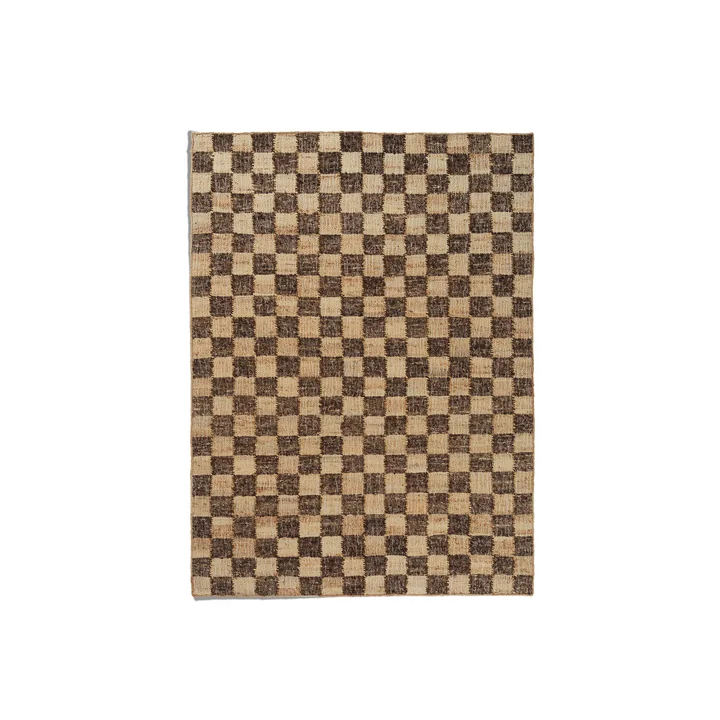 Ferm Living - Check Wool-jute rug, 140 x 200 cm, coffee / natural