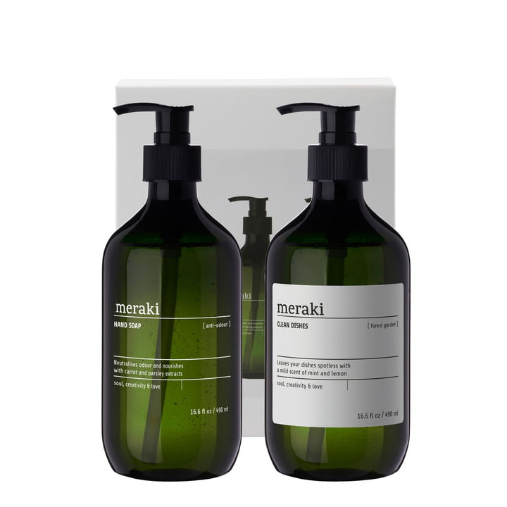 Meraki - Kitchen gift box, Kitchen essentials Anti-Odour hand soap (490 ml) & Forest Garden washing-up liquid (490 ml) (set of 2)