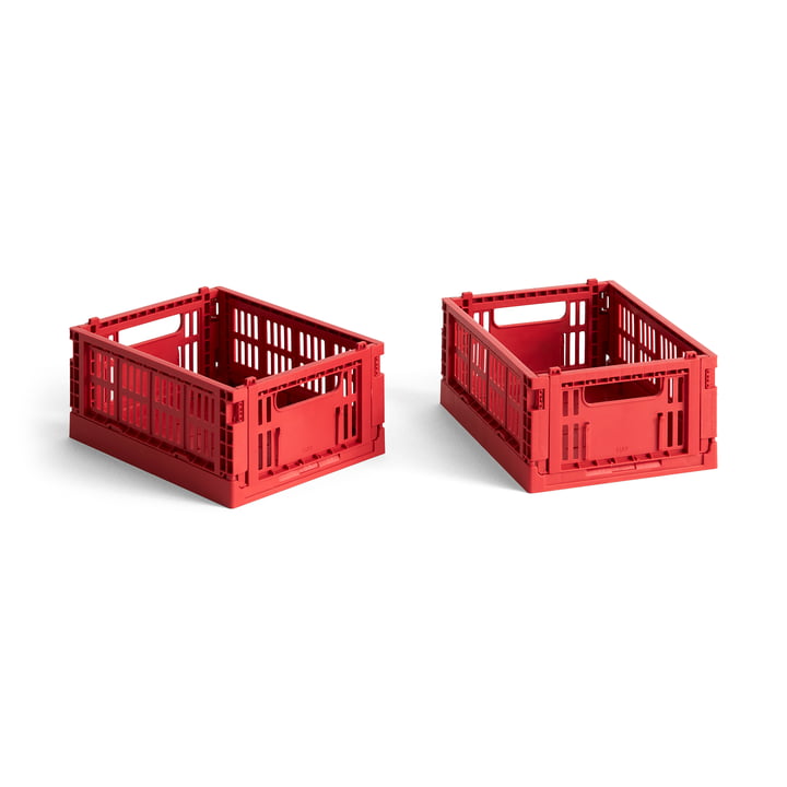 Colour Crate Basket mini, 17 x 13 cm, red, recycled (set of 2) from Hay