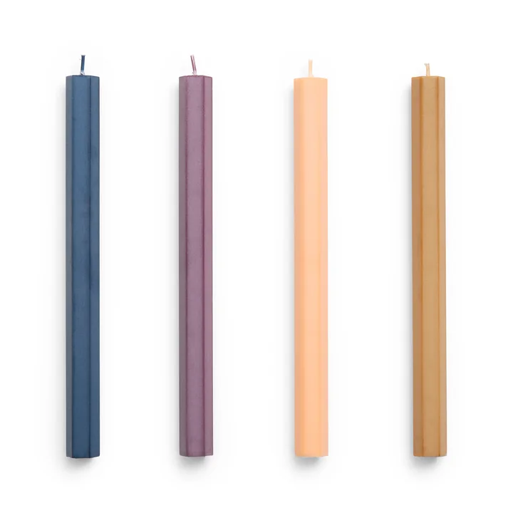 Hexagon Stick candles H 24 cm, dark (set of 4) by HAY