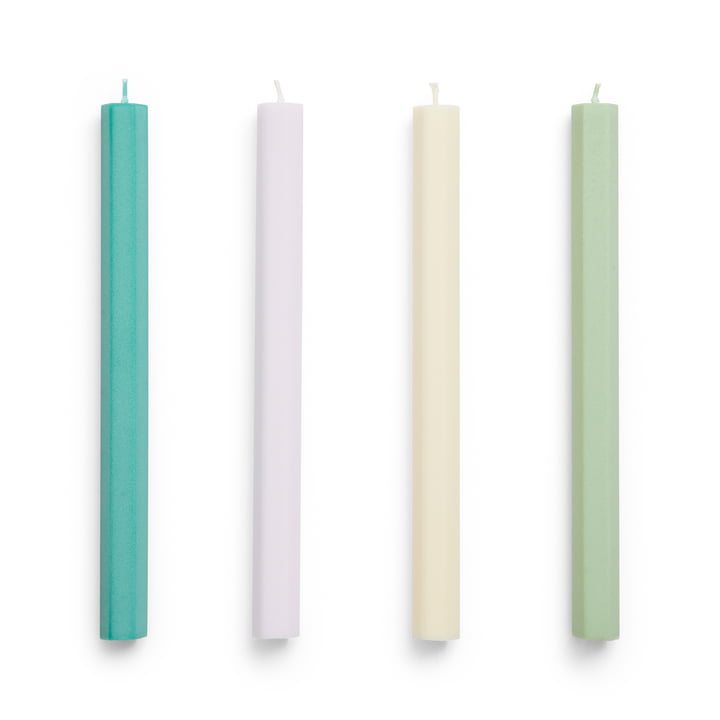 Hexagon Stick candles H 24 cm, fresh (set of 4) by Hay