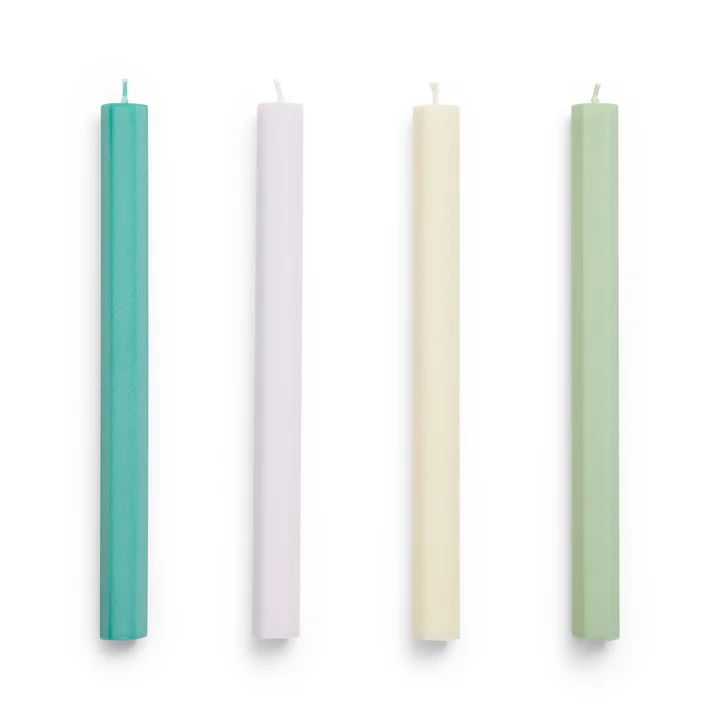 Hexagon Stick candles H 24 cm, fresh (set of 4) by HAY