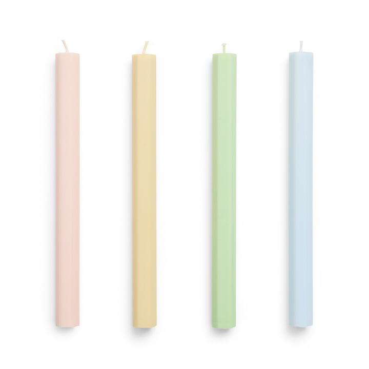 Hexagon Stick candles H 24 cm, pastel (set of 4) by Hay