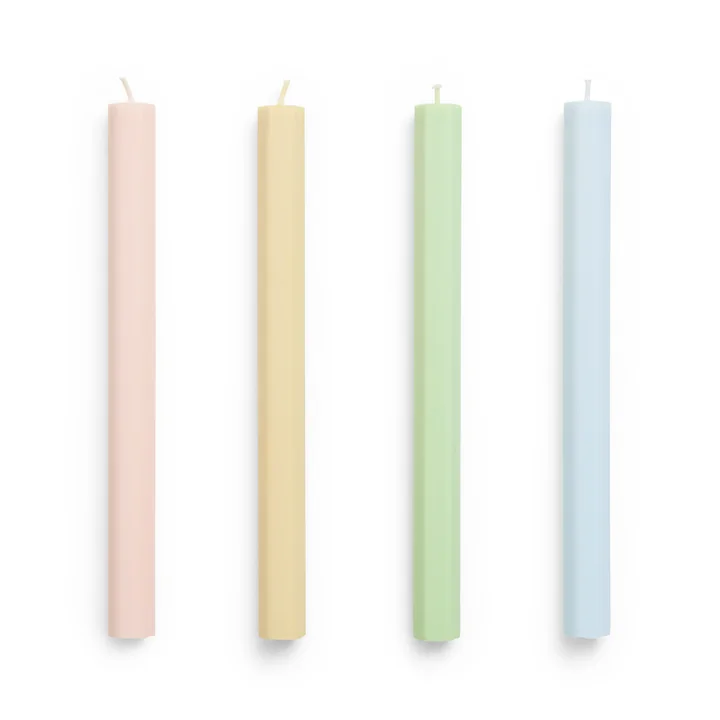 Hexagon Stick candles H 24 cm, pastel (set of 4) by HAY