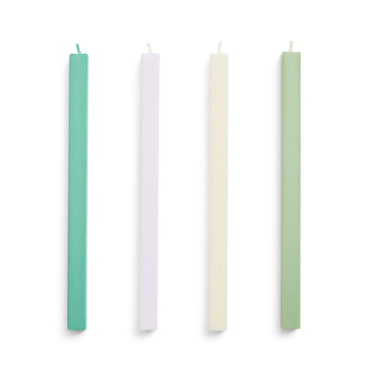 Square Stick candles H 24 cm, fresh (set of 4) by Hay