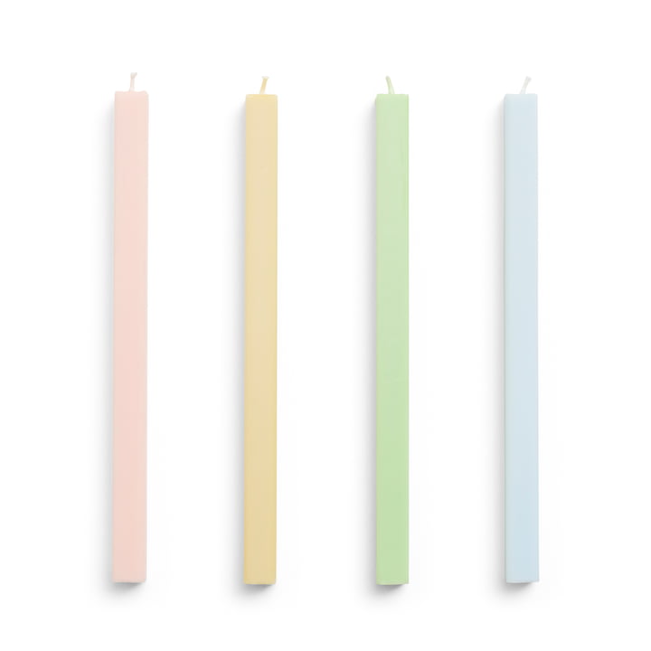 Square Stick candles H 24 cm, pastel (set of 4) by Hay