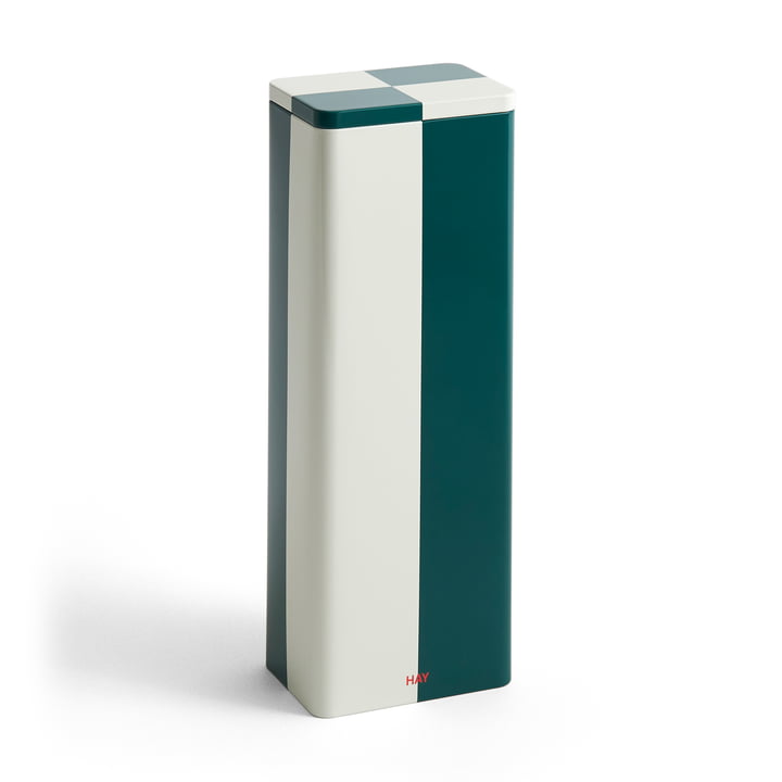 Tin Container slim, green / off-white by Hay