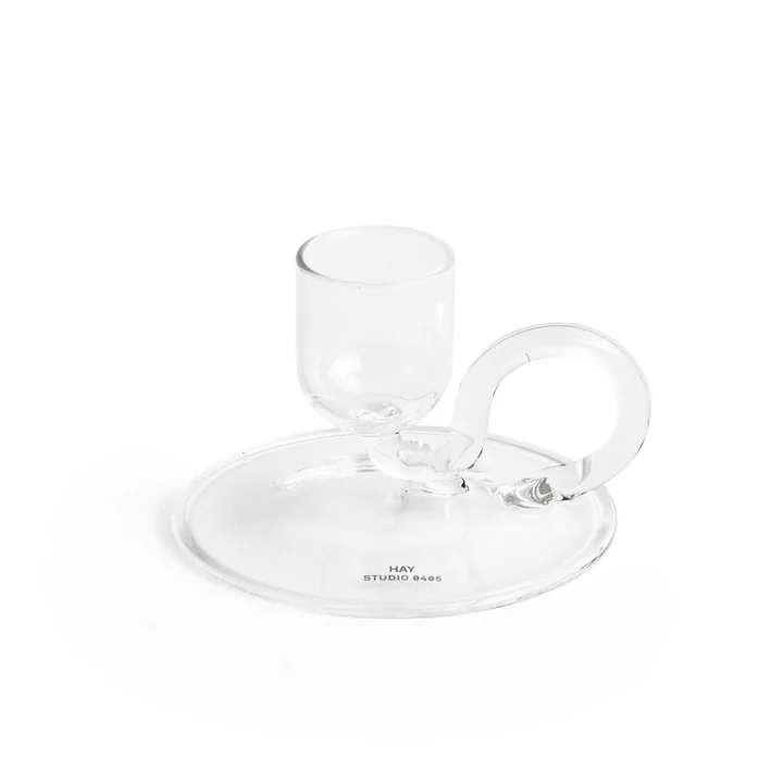 Tiny candle holder curved, Ø 7 x H 5 cm, clear by HAY