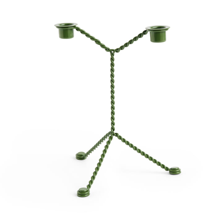 Wire candle holder Ø 19 x H 25 cm, green by Hay