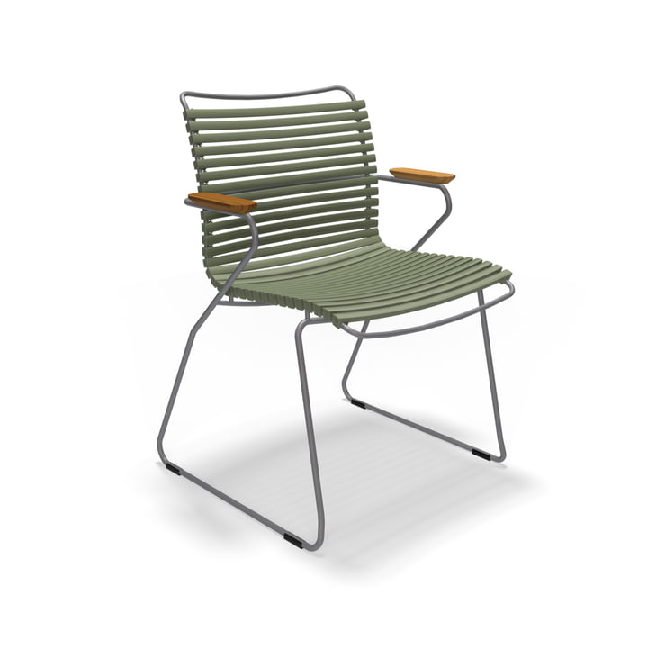 HOUE - CLICK Outdoor Dining armchair with low backrest, olive green