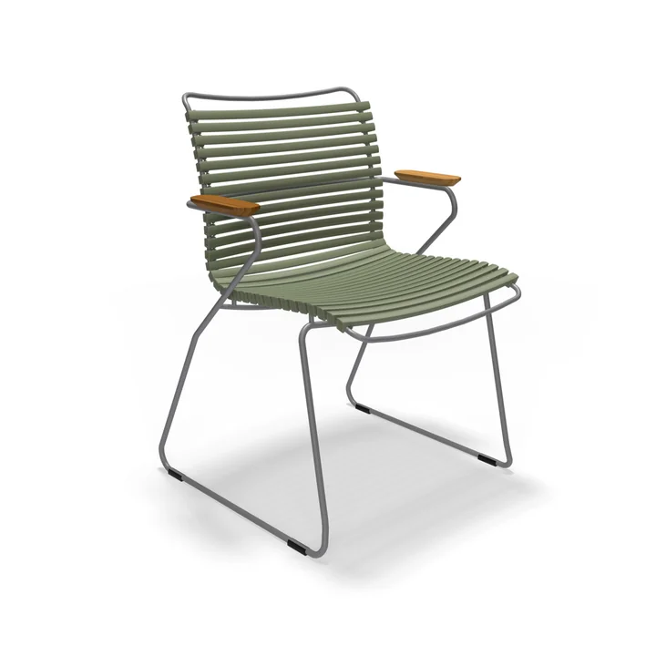 HOUE - CLICK Outdoor Dining armchair with low backrest, olive green