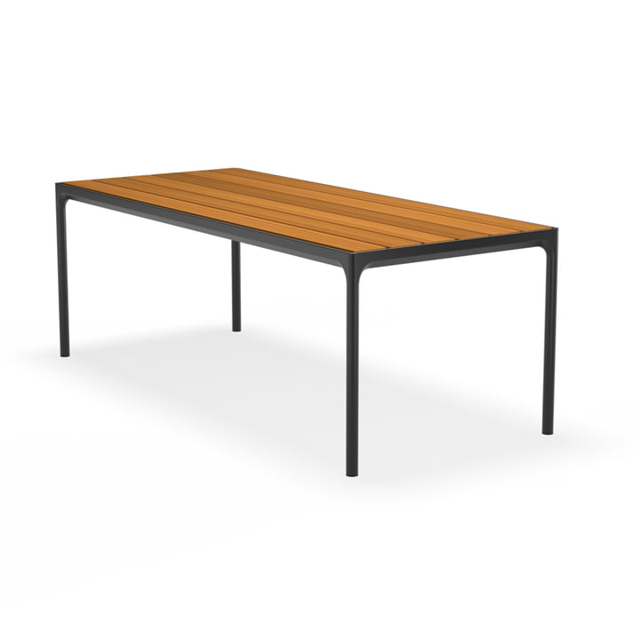 HOUE - FOUR outdoor table, 210 x 90 cm, bamboo / black