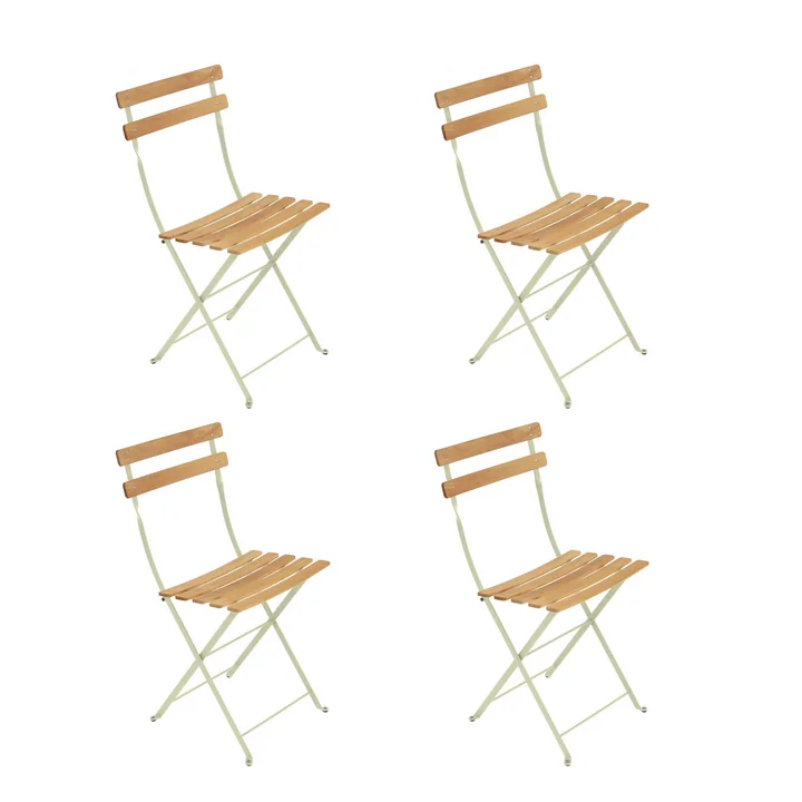 Fermob - Bistro Folding chair Naturel, lime green (set of 4)