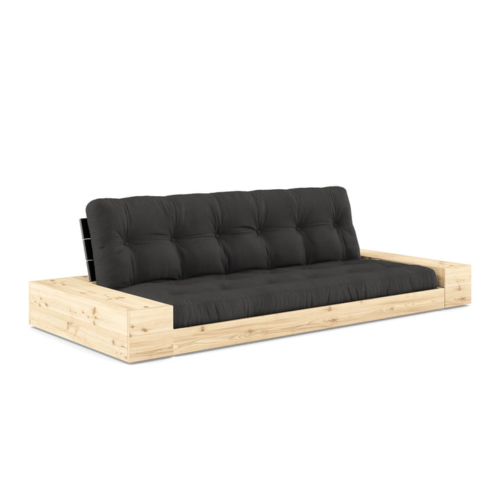 Karup Design - Base sofa bed with storage, clear lacquered pine / dark gray