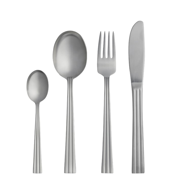Thebe cutlery set, matt recycled steel (set of 16) from Gense