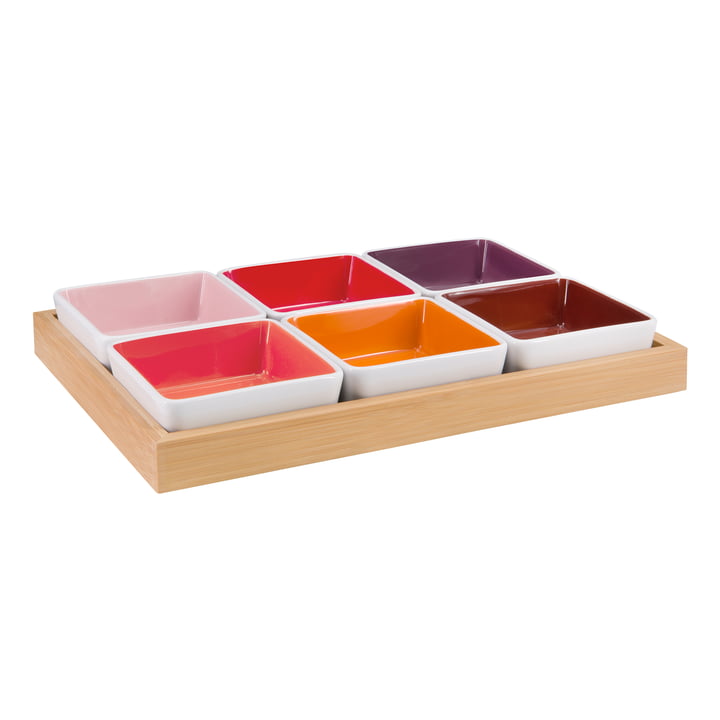 Remember - Bowl set with wooden tray pastel (7 pcs.)